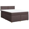 vidaXL Boxspring met matras stof donkerbruin 140x190 cm