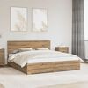 vidaXL Bedframe met hoofdeinde Artisan Eiken 180 x 200 cm Bewerkt hout