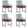 vidaXL Tuinstoelen 4 st met kussens massief acaciahout grijs