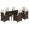 vidaXL 7-delige Tuinset met kussens poly rattan bruin