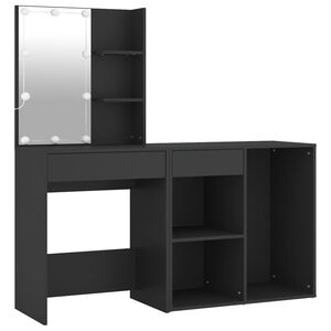 vidaXL Kaptafel met kastje LED bewerkt hout zwart