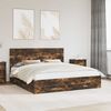 vidaXL Bedframe met hoofdeinde Gerookt eiken 200 x 200 cm Bewerkt hout