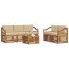 vidaXL Sofa-Sets 6 pcs Natuurlijk en Beige Massief Acaciahout