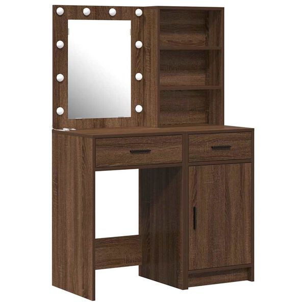 vidaXL Toilettafel Set 2 pcs bruin eikenkleur 50 x 41 x 135 cm