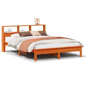 vidaXL Bed met boekenkast zonder matras grenenhout wasbruin 120x200 cm