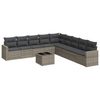 vidaXL 10-delige Loungeset met kussens poly rattan grijs