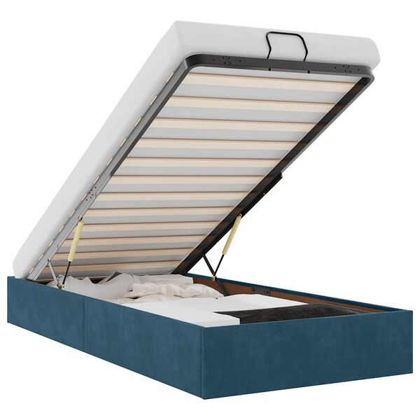 vidaXL Bedframe zonder matras 90x200 cm fluweel donkerblauw