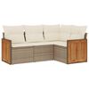 vidaXL 4-delige Loungeset met kussens poly rattan beige