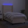 vidaXL Boxspring met matras en LED stof cr&egrave;mekleurig 80x200 cm