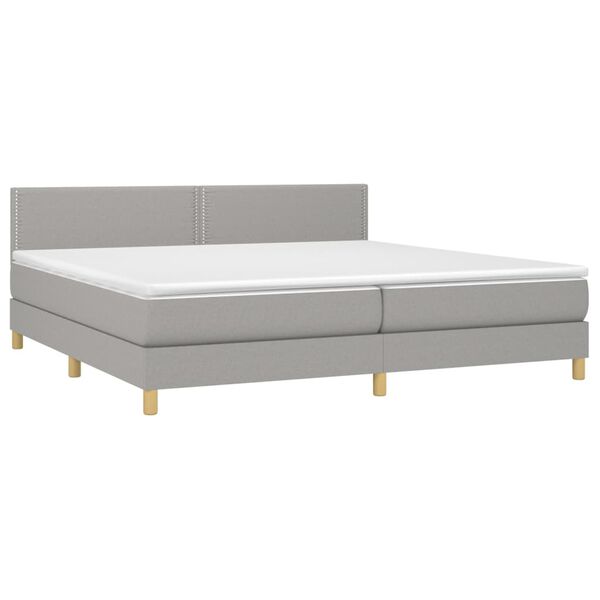 vidaXL Boxspring met matras en LED stof lichtgrijs 200x200 cm