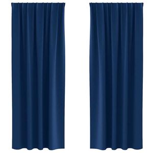 vidaXL Zwart-out Gordijnen met Ringen 2 pcs Donkerblauw 225 x 140 cm