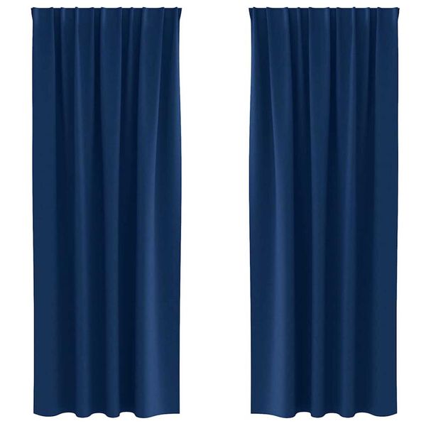 vidaXL Zwart-out Gordijnen met Ringen 2 pcs Donkerblauw 225 x 140 cm