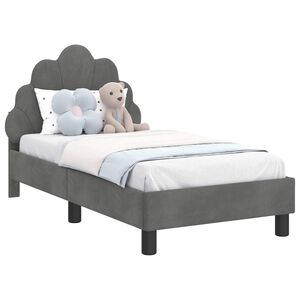 vidaXL Peuterbedframe met hoofdbord Donkergrijs 70 x 140 cm Fluweel
