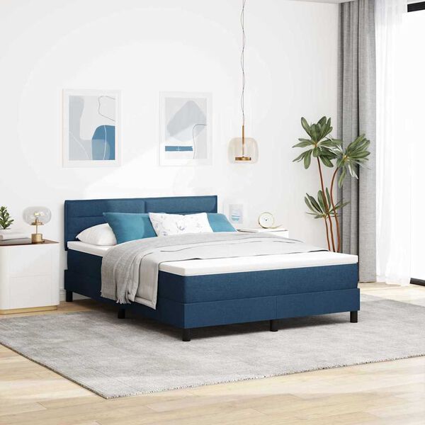 vidaXL Boxspring bed met matras met LED Blauw 140 x 200 cm Stof