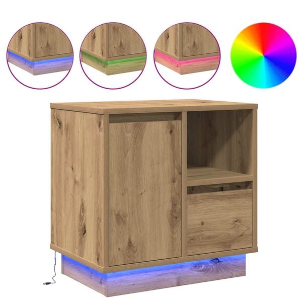 vidaXL Nachtkastje Artisan Eiken 50 x 34,5 x 50 cm. Bewerkt hout