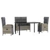 vidaXL 4-delige Tuinset met kussens poly rattan grijs