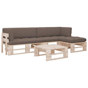 vidaXL 4-delige Loungeset pallet met kussens ge&iuml;mpregneerd grenenhout