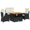 vidaXL 4-delige Tuinset met kussens poly rattan zwart