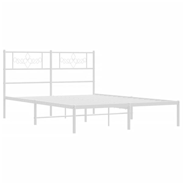 vidaXL Bedframe met hoofdbord metaal wit 140x190 cm
