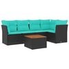 vidaXL 6-delige Loungeset met kussens poly rattan zwart