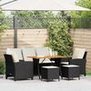 vidaXL 6-delige Loungeset met kussens poly rattan zwart