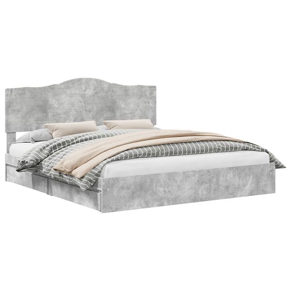 vidaXL Opslag bed met hoofdeinde Beton Grijs 180 x 200 cm Bewerkt hout