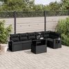 vidaXL 7-delige Loungeset met kussens poly rattan zwart