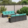vidaXL 9-delige Loungeset met kussens poly rattan zwart
