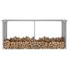 vidaXL Haardhoutschuur 330x92x153 cm gegalvaniseerd staal grijs