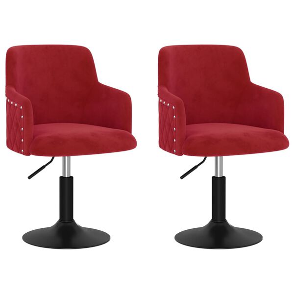vidaXL Eetkamerstoelen draaibaar 2 st fluweel wijnrood