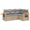 vidaXL 4-delige Loungeset met kussens poly rattan beige