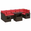 vidaXL 8-delige Loungeset met kussens poly rattan acacia bruin