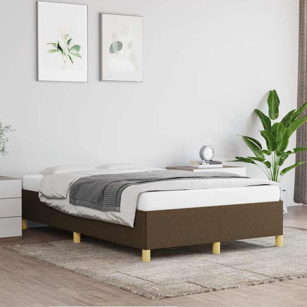 vidaXL Bedframe zonder matras 120x190 cm stof donkerbruin