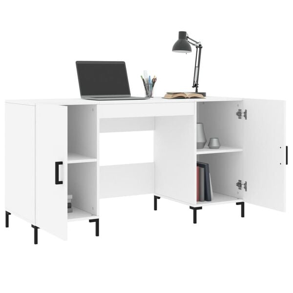 vidaXL Bureau 140x50x75 cm bewerkt hout wit
