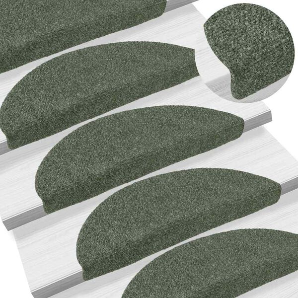 vidaXL Trapmatten Zelfklevend 15 stuks 56x17x3 cm Groen Halfrond