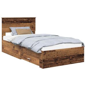 vidaXL Bedframe met hoofdeinde Oudhout 100 x 200 cm Bewerkt hout