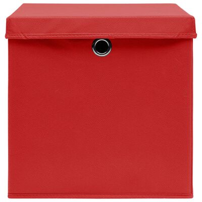 vidaXL Opbergboxen met deksel 4 st 32x32x32 cm stof rood