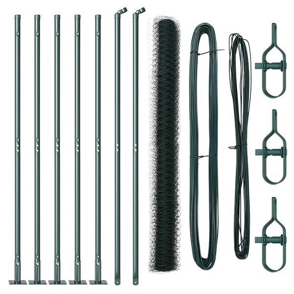 vidaXL Afrasteringspaal Groen 10 x 1,5 m (50 mm gaas) Staal en PVC