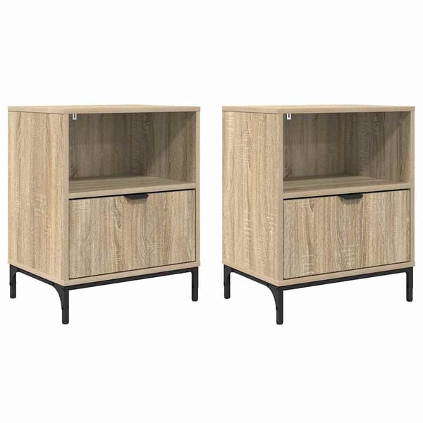 vidaXL Nachtkastje 2 pcs Sonoma eiken 49 x 36 x 61 cm Bewerkt hout