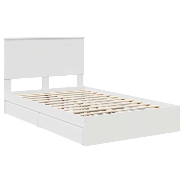 vidaXL Opslag bed met hoofdeinde Wit 120 x 190 cm Bewerkt hout