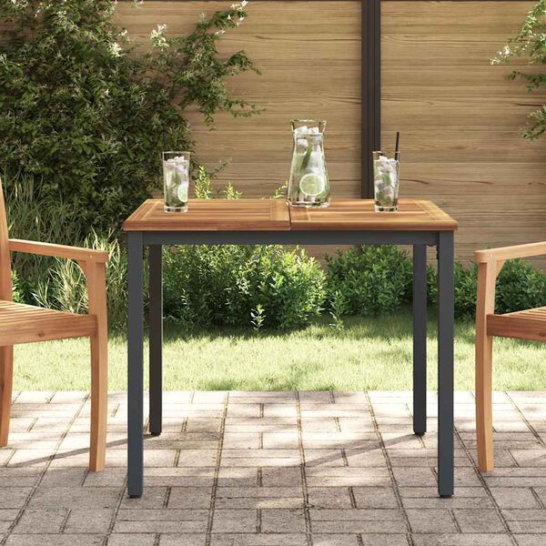 vidaXL Buitentafels Naturel en zwart 90 x 90 x 75 cm