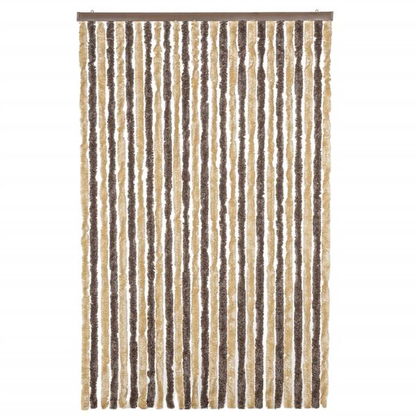 vidaXL Vliegengordijn 118x220 cm chenille donkerbruin en beige