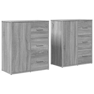 vidaXL Dressoirs 2 st 60x31x70 cm bewerkt hout grijs sonoma eikenkleur