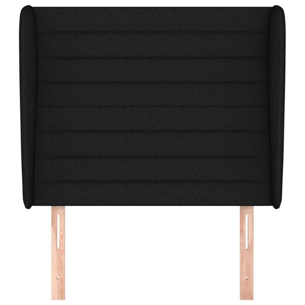 vidaXL Hoofdbord met randen 103x23x118/128 cm stof zwart