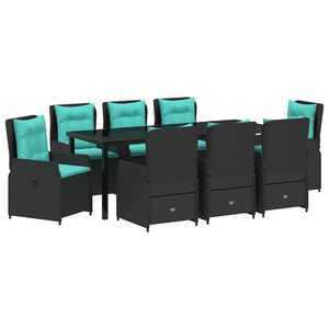 vidaXL Tuin Eetset 9 st Zwart Poly riet