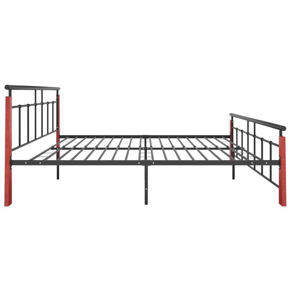 vidaXL Bedframe metaal en massief eikenhout 180x200 cm