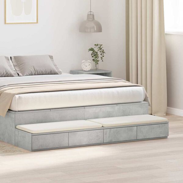 vidaXL Bedlades met lade Beton Grijs 160 x 36,5 x 16,5 cm Bewerkt hout
