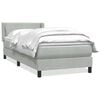 vidaXL Boxspring met matras fluweel lichtgrijs 90x220 cm