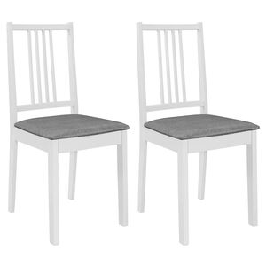 vidaXL Eetkamerstoelen met kussens 2 st massief hout wit