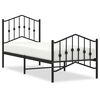 vidaXL Bedframe met hoofd- en voeteneinde&nbsp;metaal zwart 75x190 cm